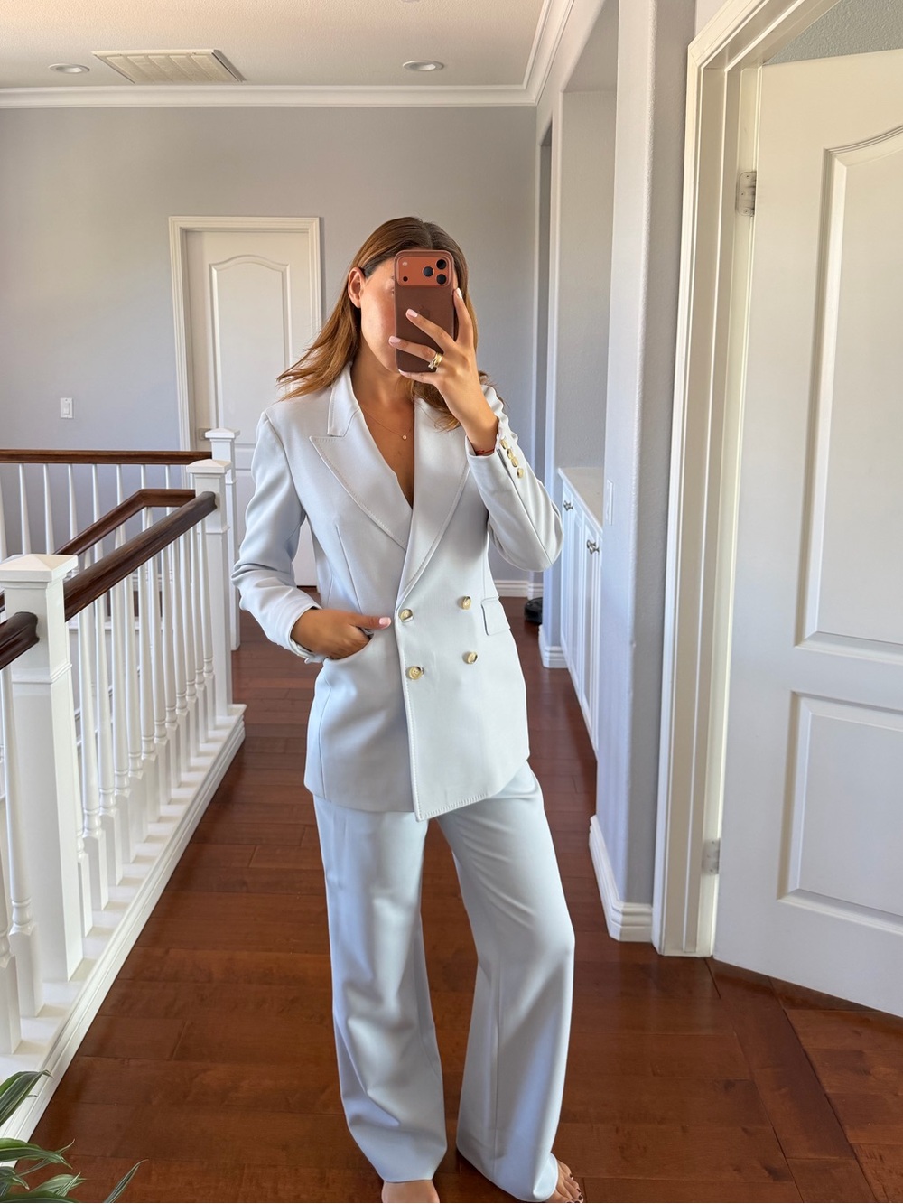 Gabriela Hearst Light Blue Double-Breasted Pantsuit ✨